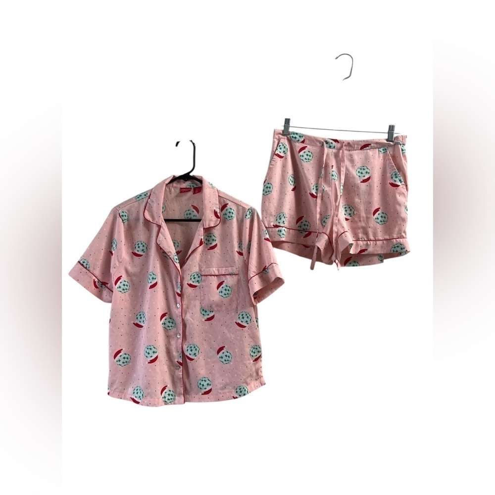 Jingles & joy disco Santa pink short sleeve Christmas pajama set - Picture 2 of 6